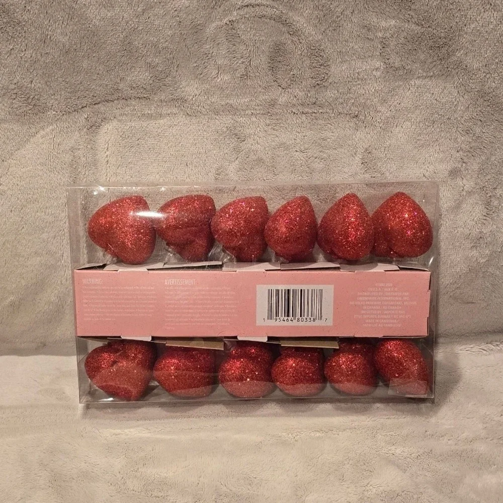 Seasonal Collection Red Glitter Heart String Lights 12ct Battery Operated 6.5ft